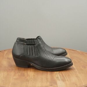 Skechers Women Memory Foam Shootie Western Booties Size 6.5 Black Leather 158052